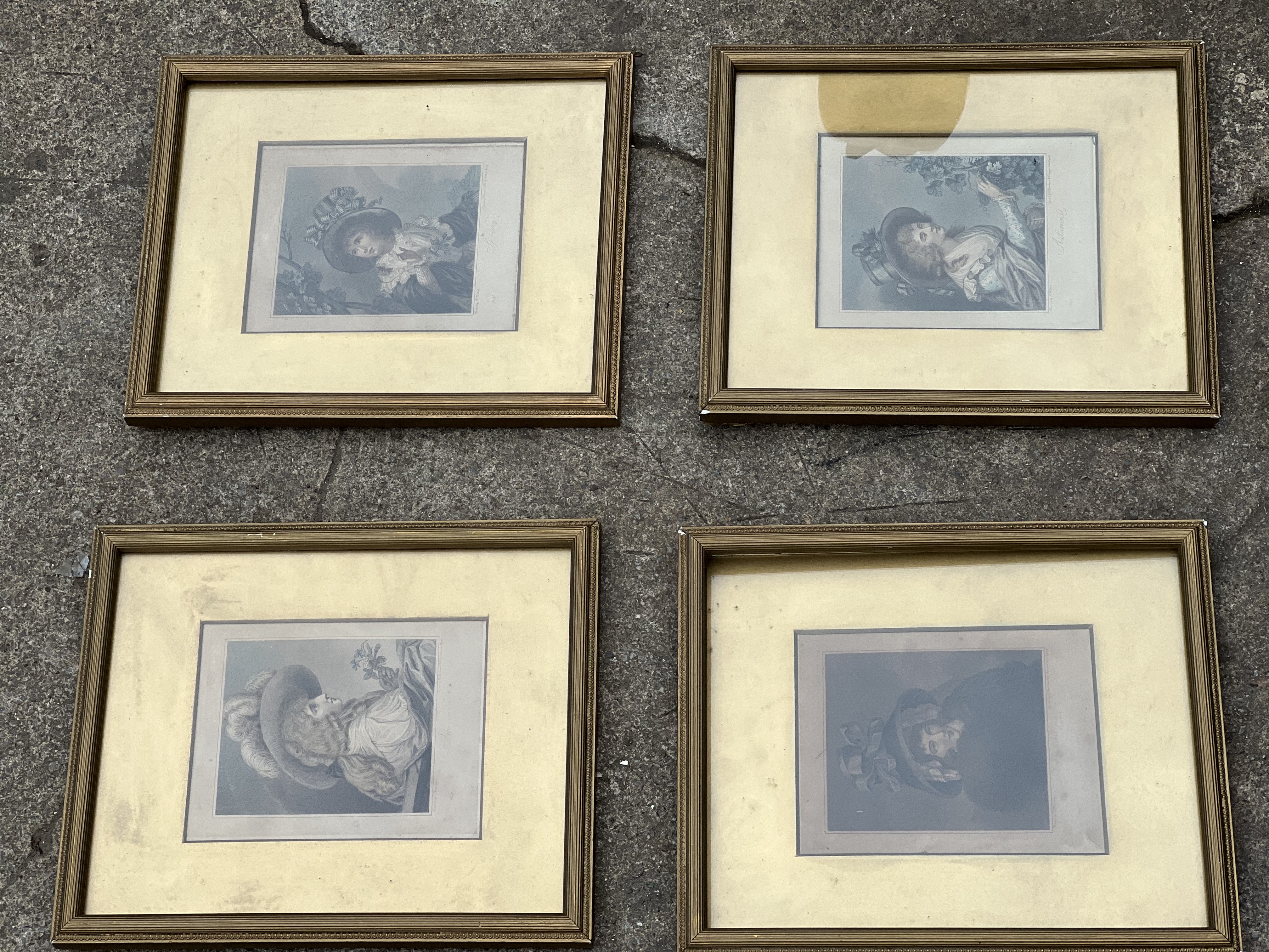 Set of Four Bartolozzi Stipple Engravings of Spring Summer Autumn And Winter