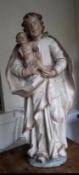 Large C17th Polychrome Carving of St Cuthbert Carrying the Christ Child