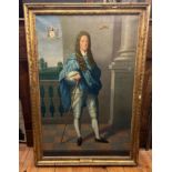 C19th Large Oil Painting on Canvas in Gilt Frame of Almericus De Courcy 23Rd Lord Kingsale
