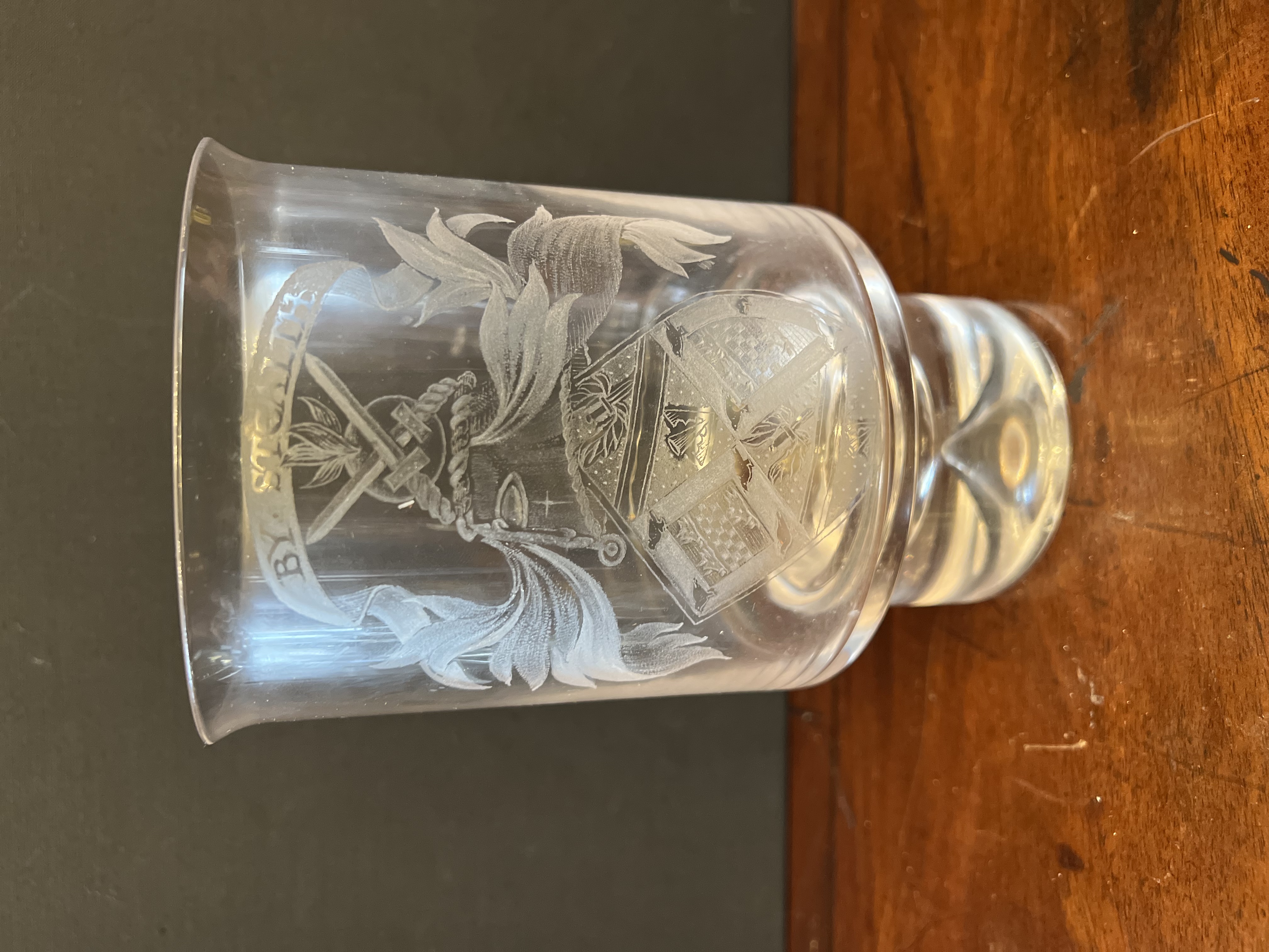 C1950S Etched Glass Extra Large Glass Goblet - Image 3 of 5