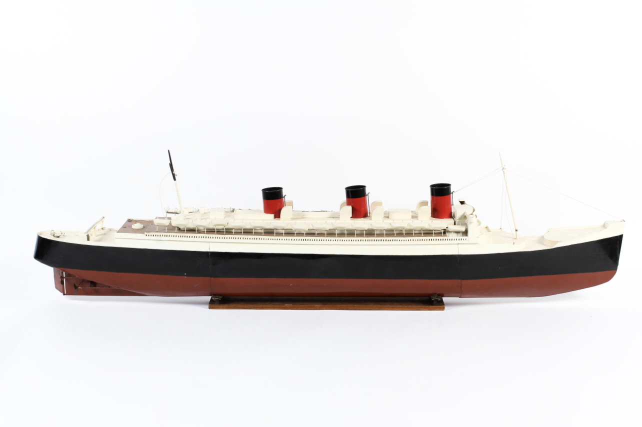 Large Model of the Queen Mary Made From Luncheon Meat Cans