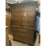 Mahogany Linen Press Disguised As a Chest on Chest