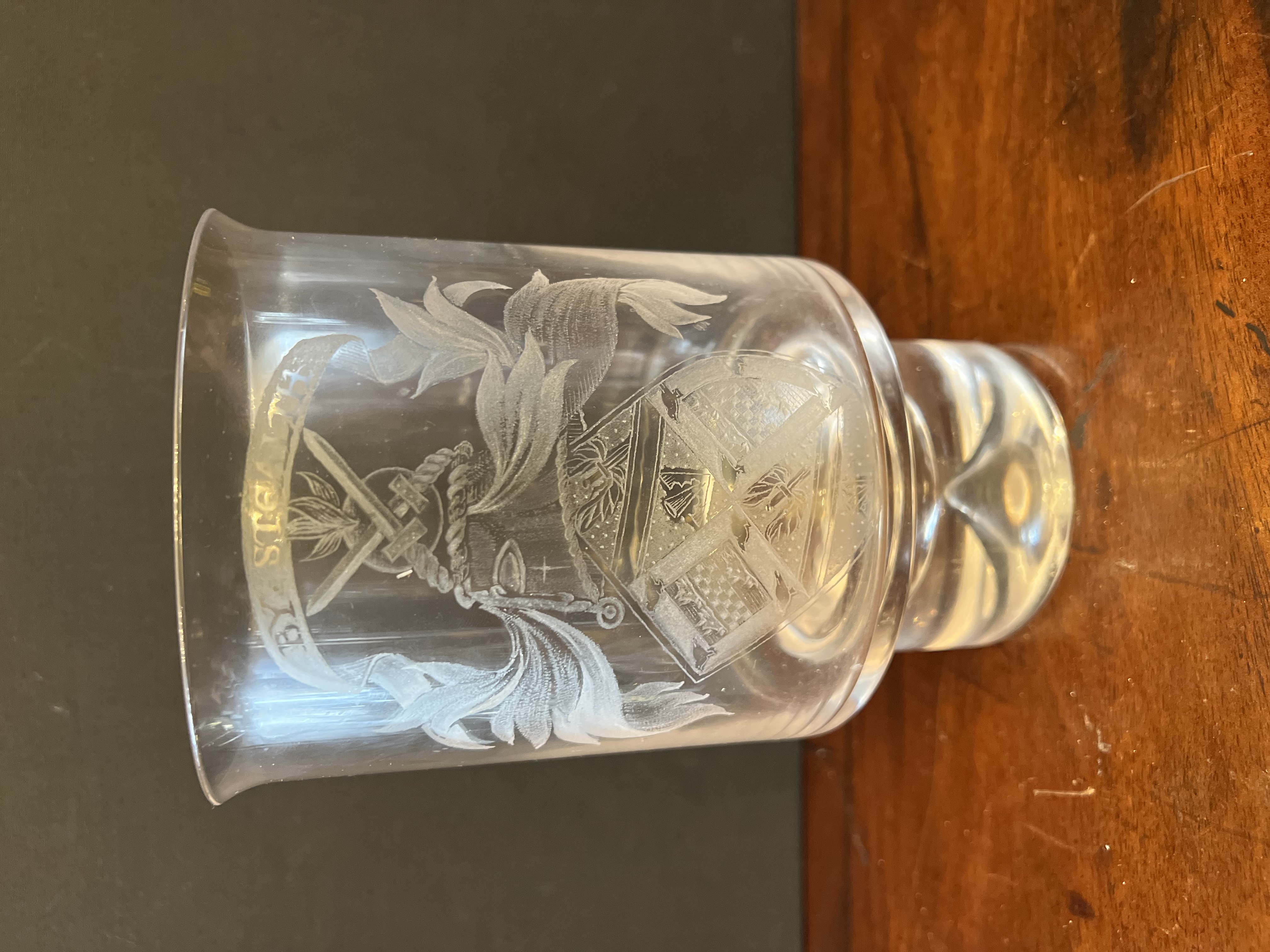 C1950S Etched Glass Extra Large Glass Goblet