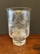 C1950S Etched Glass Extra Large Glass Goblet