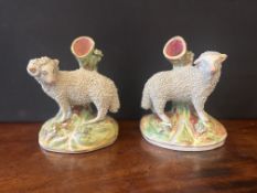 Pair of Staffordshire Pottery Sheep