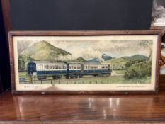 Railwayana Interest Original Lithograph Railway Poster By C Hamilton Ellis in Original Frame