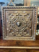 C19th Oak Panel with Carved Details And Geometric Patterning