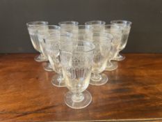 Set of Ten Edwardian Etched Glasses