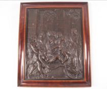 Renaissance Style Bronze Plaque in Frame Likely Early C19th