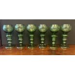 Set of Six Green Glass Roemers