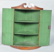 Small Pedimented Topped Barrel Fronted Corner Cupboard