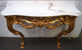 Ornate Gilt Hall Table with Marble Top