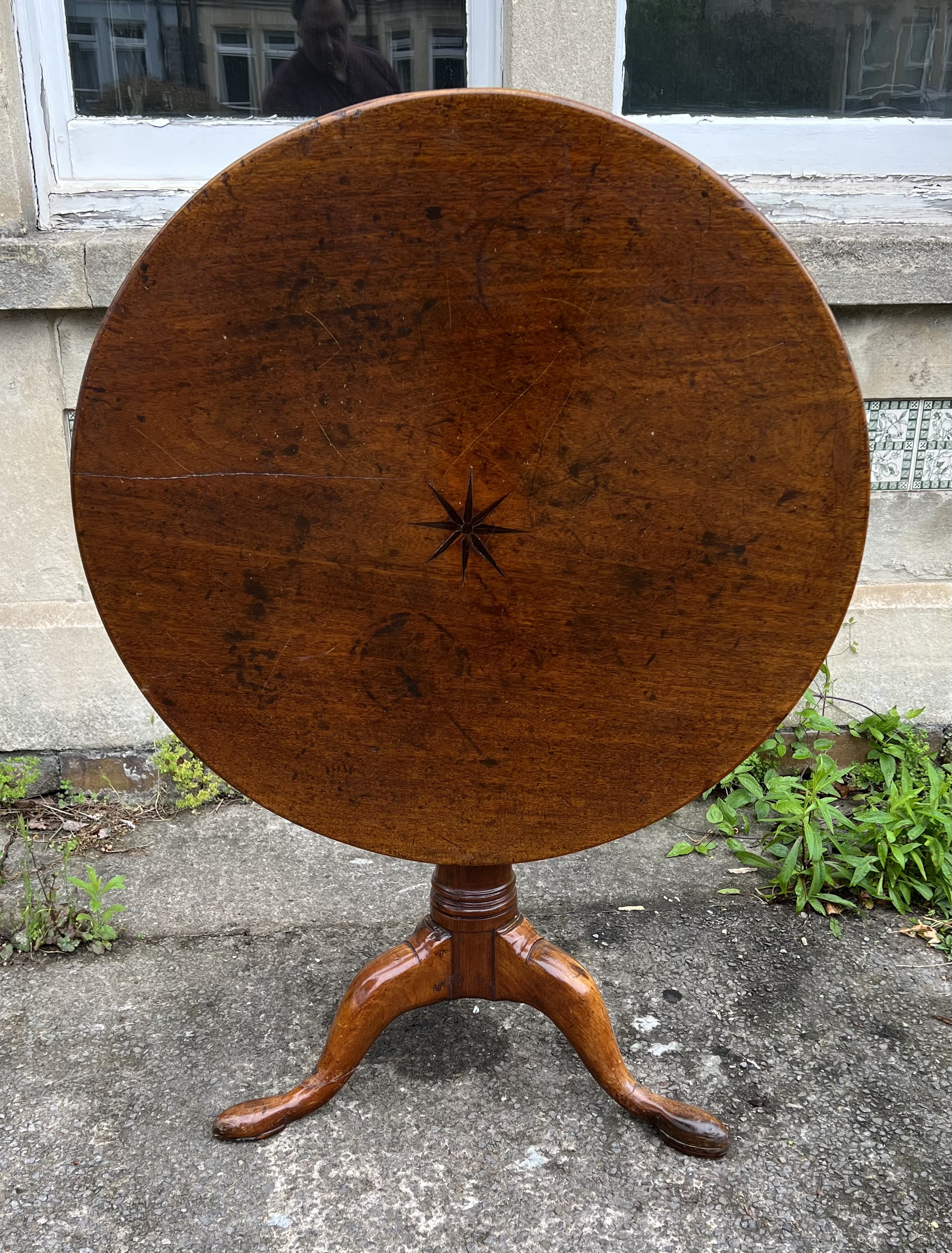 Georgian Birdcage Tripod Table with Star Inlay