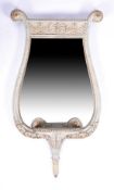 C19th Lyre Shaped Painted Wall Mirror
