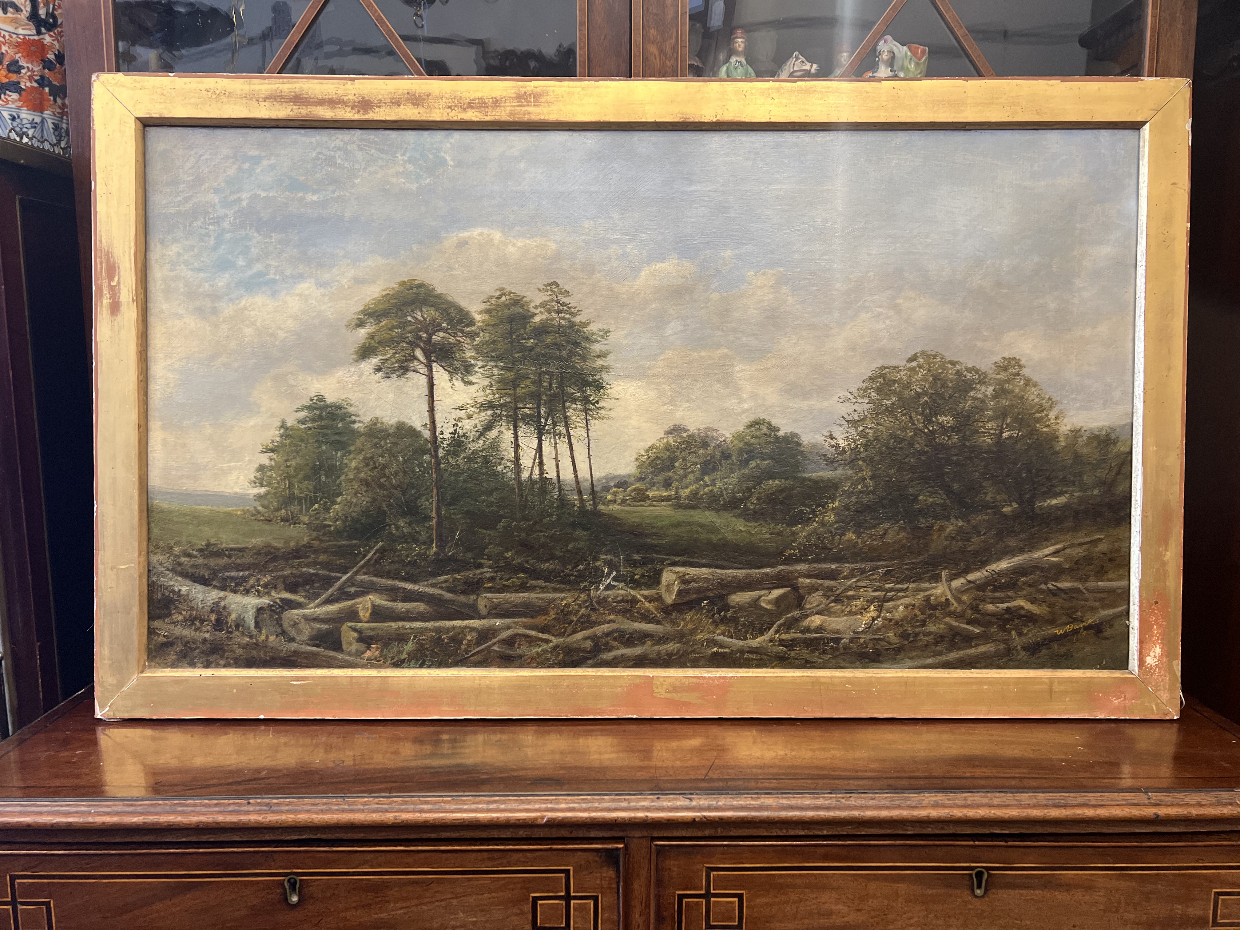 C19th Oil on Canvas of a Forest Clearing