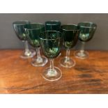 Six Georgian Bristol Green Wine Glasses