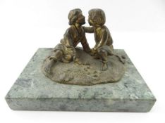 A Bronze Ormolu Pair of Figures on a Marble Base