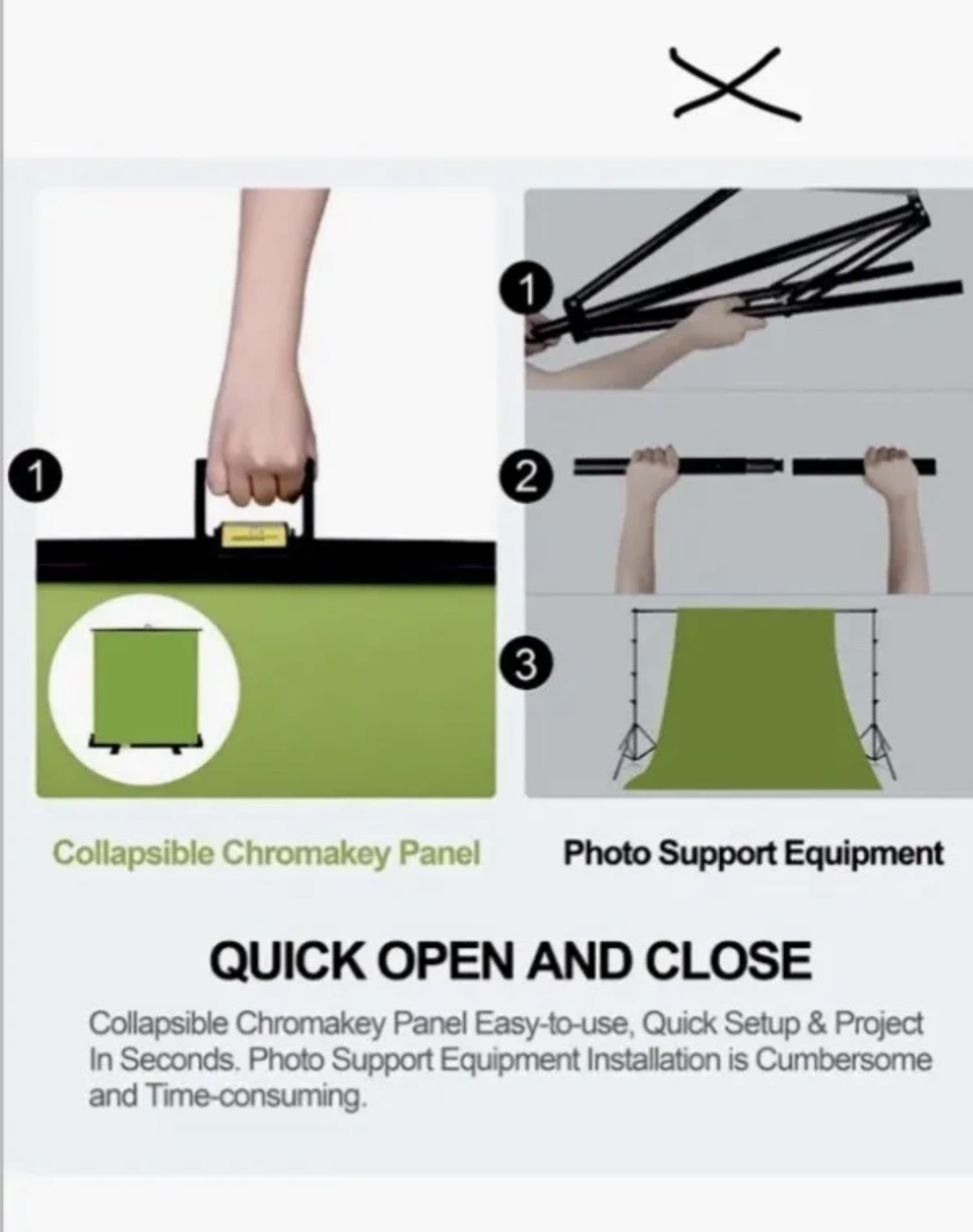 EMART 150x180cm Green Screen, Collapsible Chroma Key Panel - Image 3 of 11