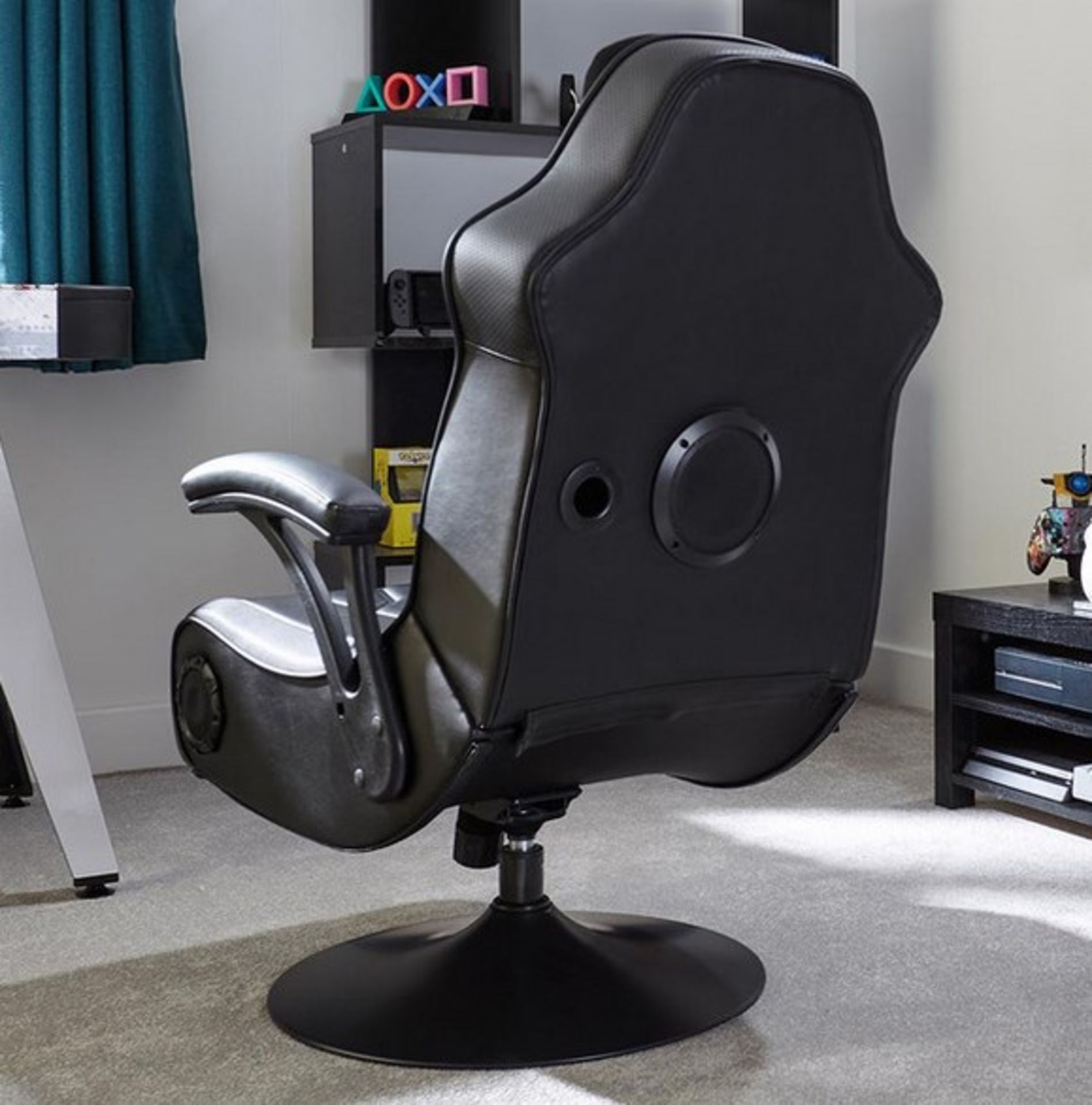 (6/P) RRP £300. X Rocker Monsoon RGB 4.1 Pedestal Gaming Chair. - Image 5 of 6