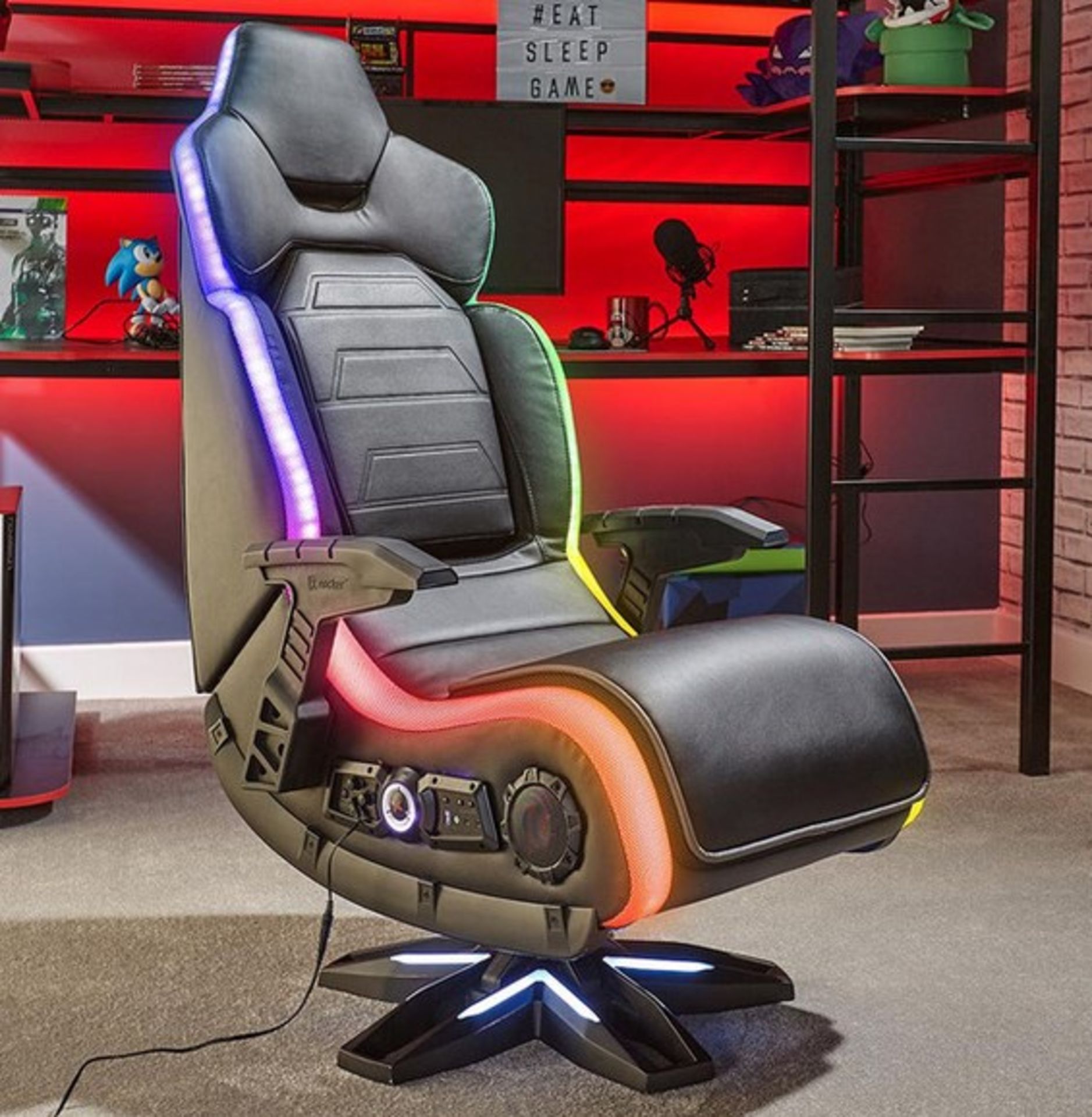 (12/P) RRP £399. X Rocker Evo Elite RGB 4.1 Pedestal Gaming Chair.