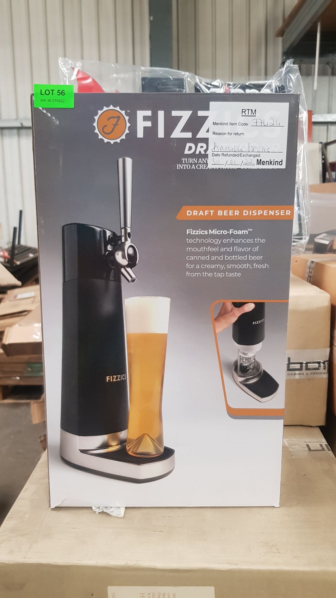 (56/5P) RRP £129.99. Fizzics Draft Pour Draft Beer Dispenser. Pull Your Own Pints At Home. Use Wi... - Image 5 of 5