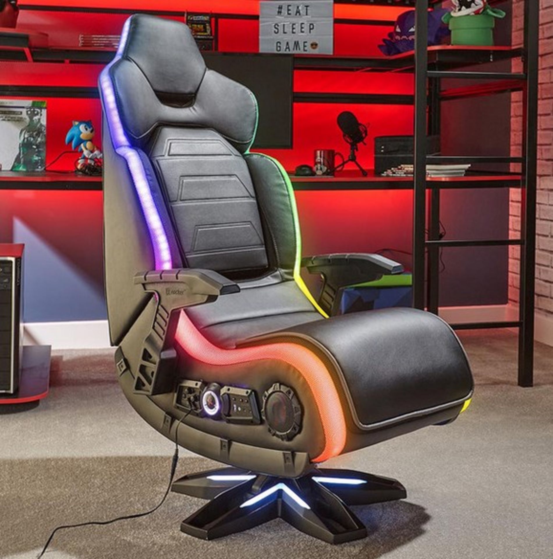 (14/P) RRP £399. X Rocker Evo Elite RGB 4.1 Pedestal Gaming Chair.