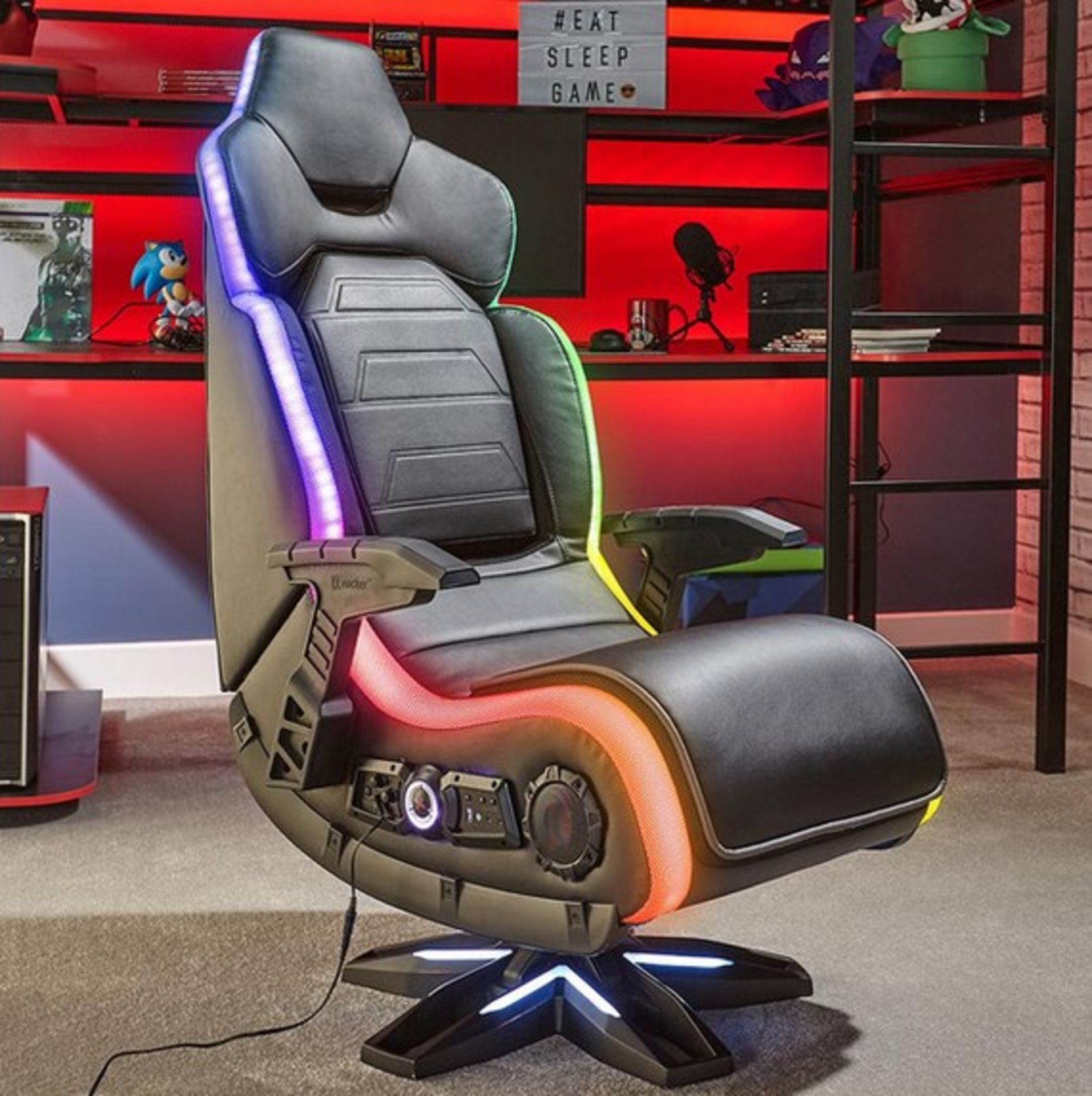 (13/P) RRP £399. X Rocker Evo Elite RGB 4.1 Pedestal Gaming Chair.