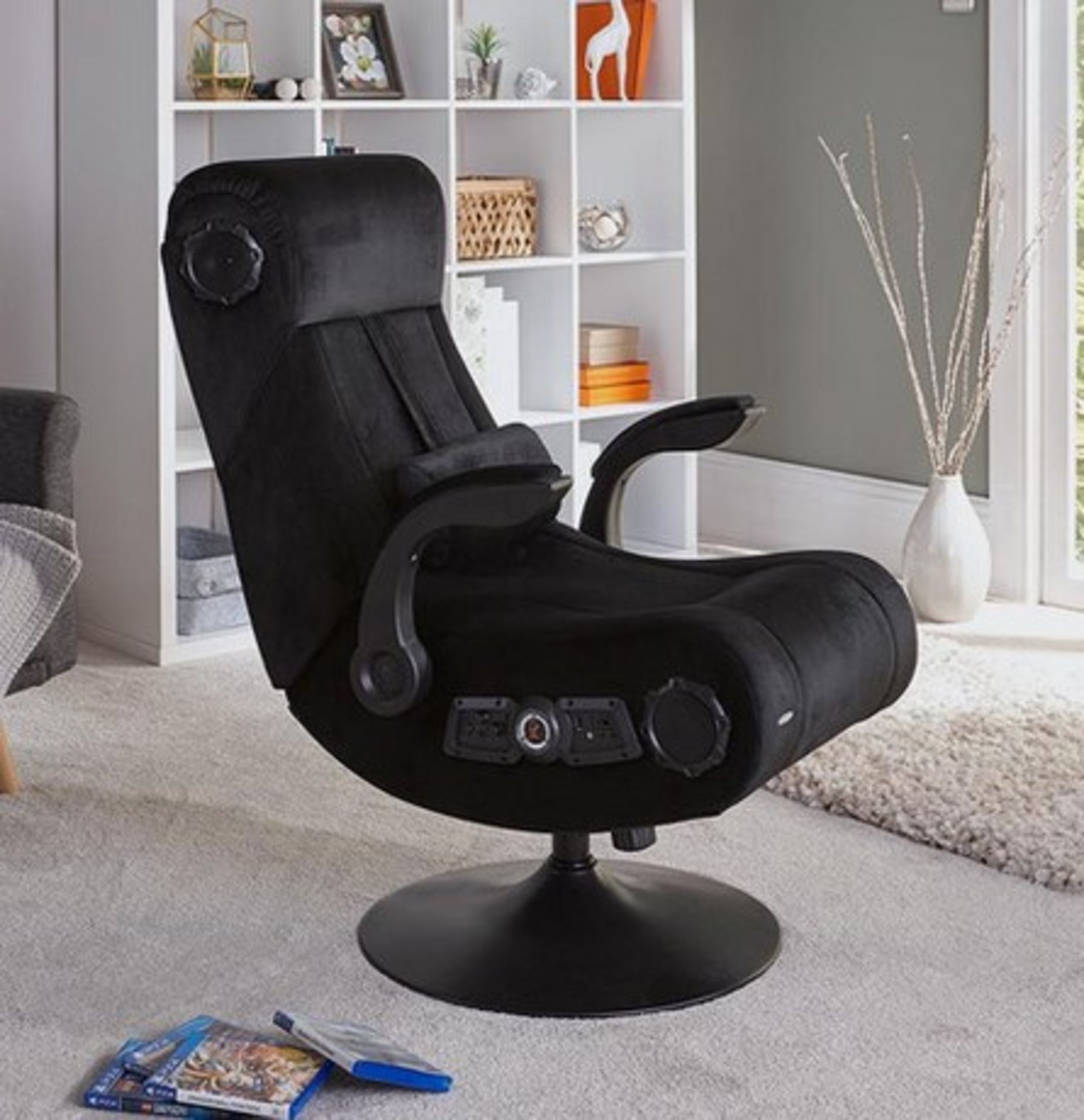 (21/R3) RRP £289.99. X Rocker Deluxe 4.1 Multi Media Gaming Pedestal Chair With Vibration Black....