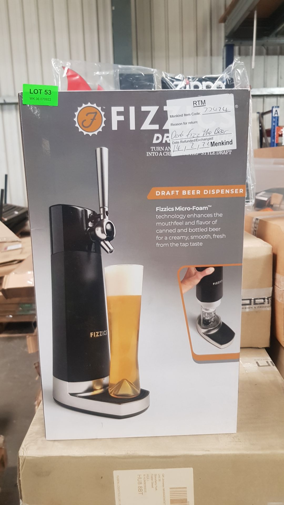 (53/5P) RRP £129.99. Fizzics Draft Pour Draft Beer Dispenser. Pull Your Own Pints At Home. Use Wi... - Image 5 of 5