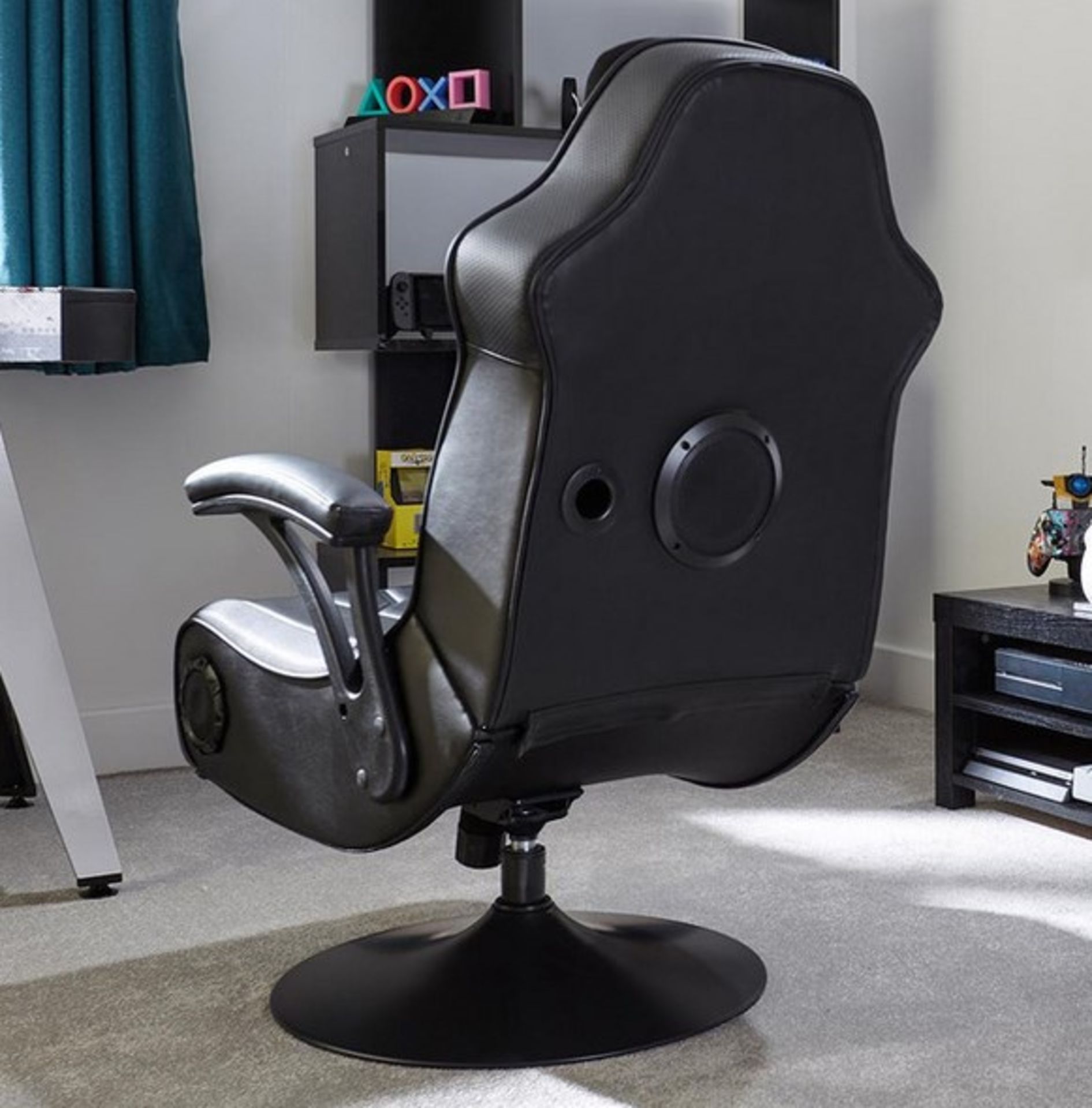 (19/R3) RRP £300. X Rocker Monsoon RGB 4.1 Pedestal Gaming Chair. (Chair Assembled, With 2x Acces... - Image 4 of 14