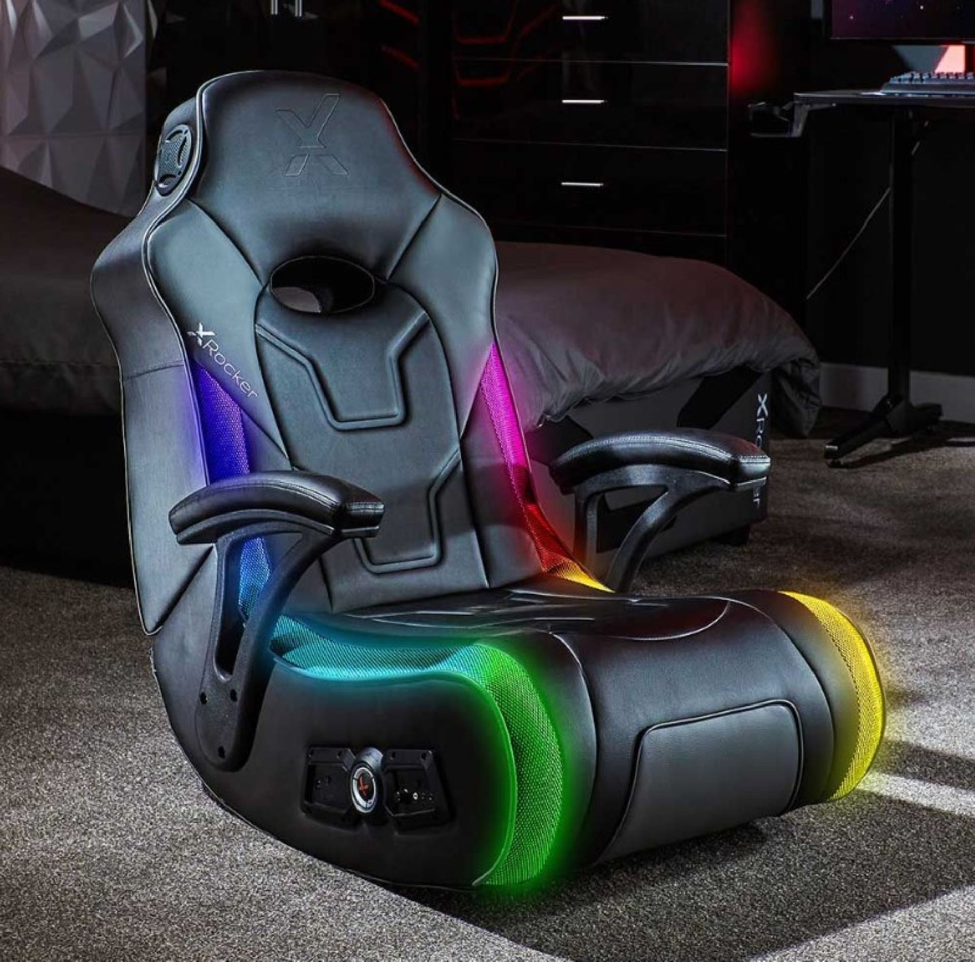 (17/P) RRP £199.99. X Rocker Cosmos RGB 2.1 Gaming Chair. Dimensions: (W65 x L83 x H83cm). (Unit...