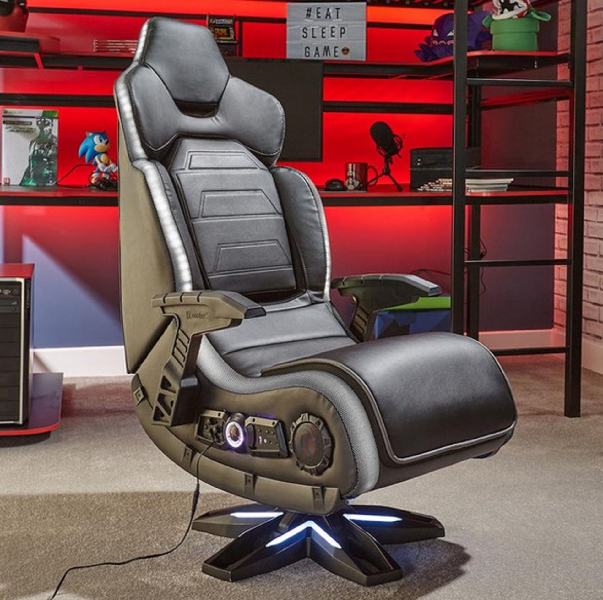 (14/P) RRP £399. X Rocker Evo Elite RGB 4.1 Pedestal Gaming Chair. - Image 4 of 5