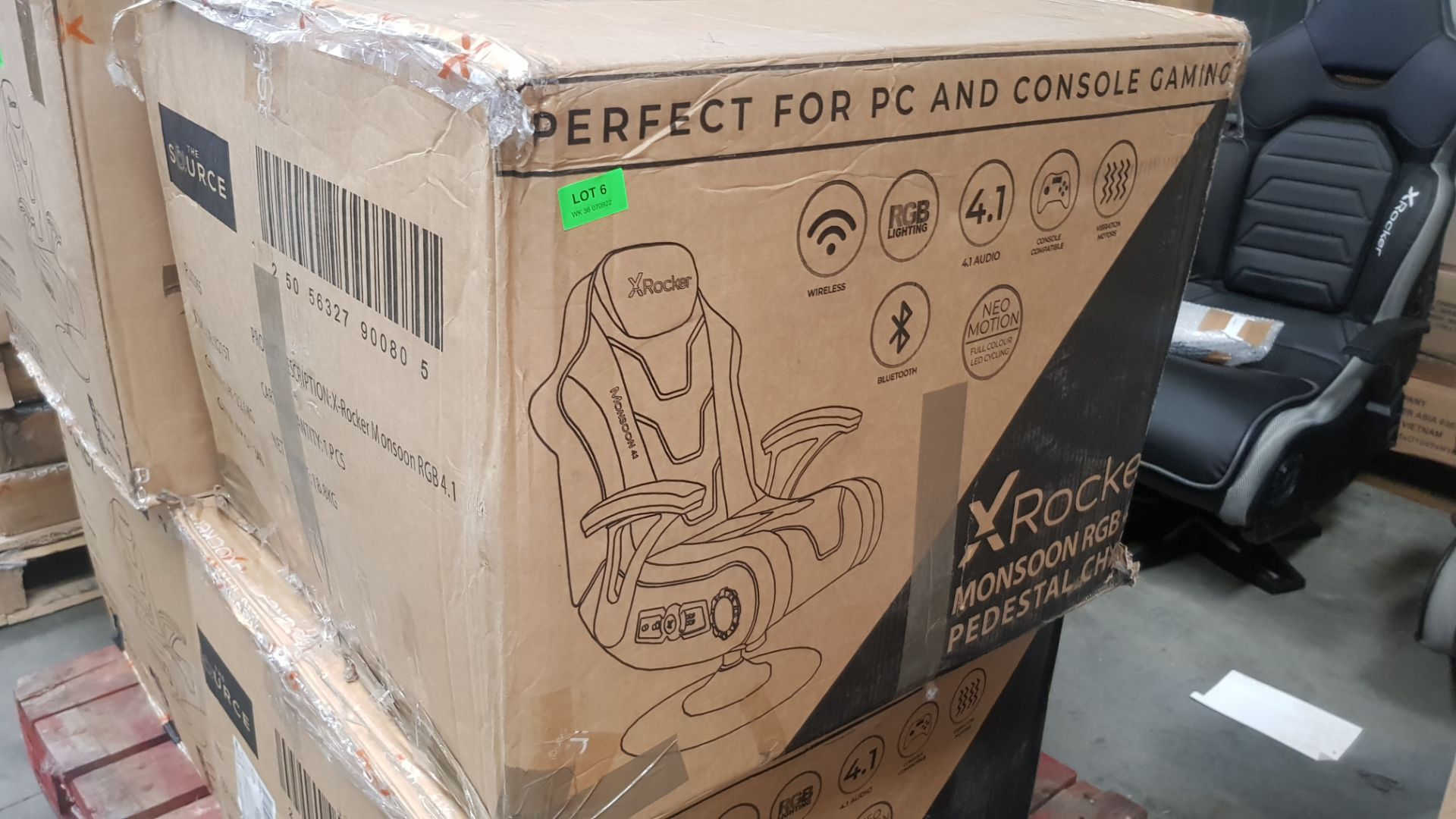 (6/P) RRP £300. X Rocker Monsoon RGB 4.1 Pedestal Gaming Chair. - Image 6 of 6