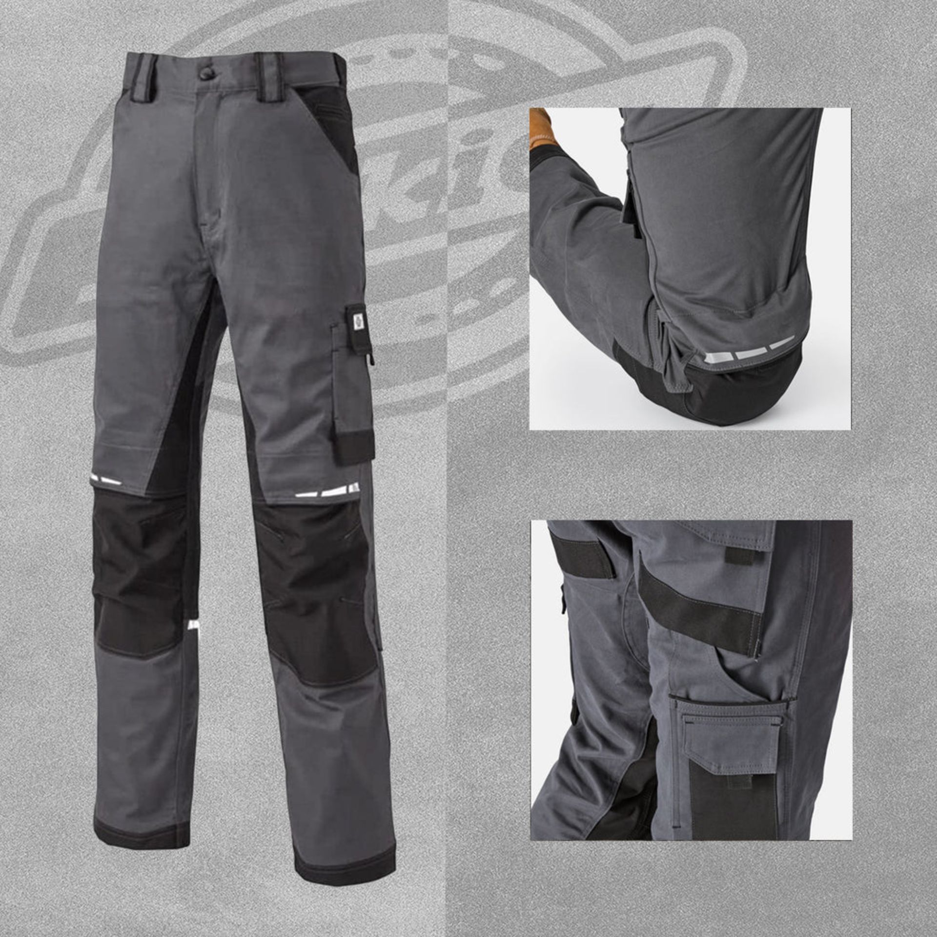 Brand New Dickies GDT Premium Workwear Trousers - Grey/Black (WD4901) 28R