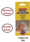 New Soudal Perfect Cleaner Wipes 100% Alcohol Wipes 4 Wipes in a Box. 4 x Boxes RRP £6.99 per Bo...