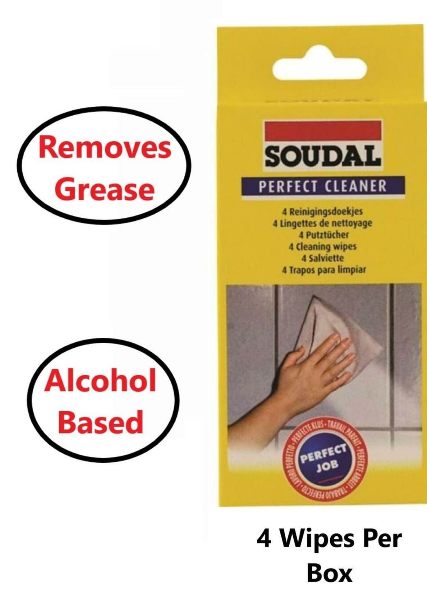 New Soudal Perfect Cleaner Wipes 100% Alcohol Wipes 4 Wipes in a Box. 14 x Boxes RRP £6.99 per B...