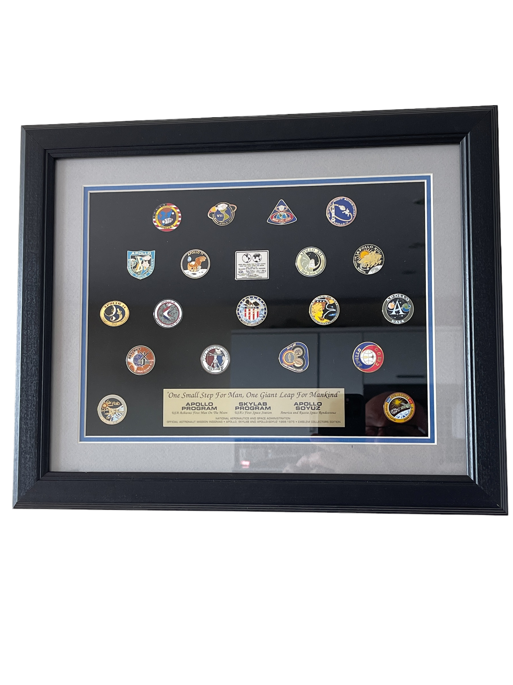 Framed Collection of NASA Pins - "One Small Step for Man, One Giant Leap for Mankind" - Image 2 of 3