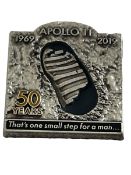 NASA Apollo 11 50th Anniversary Plaque Pin - Contains Flown Command Module Metal