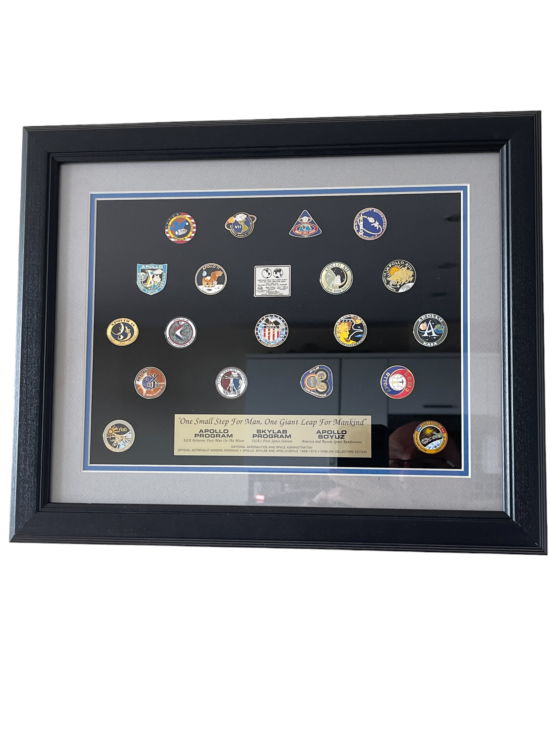 Framed Collection of NASA Pins - "One Small Step for Man, One Giant Leap for Mankind" - Image 3 of 3