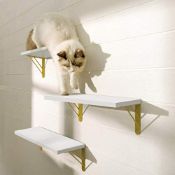 Brand New Sets of 3 White Floating Shelf with Golden Hardware Brackets RRP £60 Each