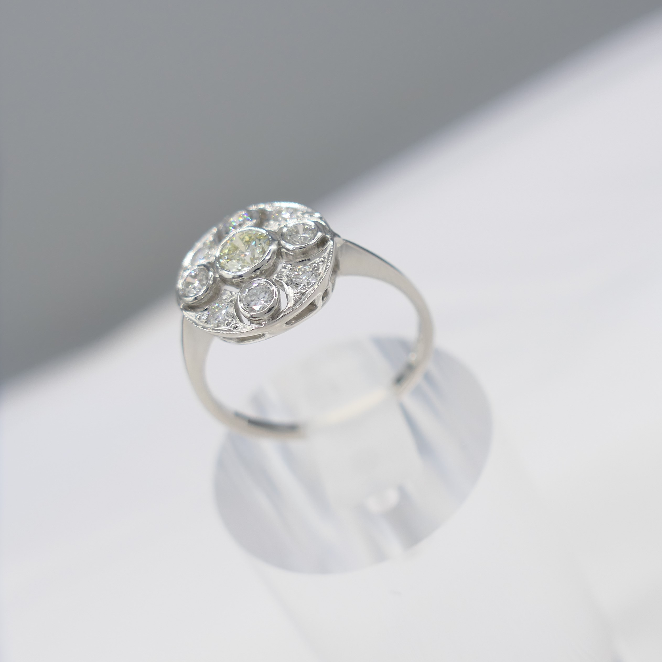 A Vintage-Style Platinum And 0.60Ct Diamond Cluster Ring - Image 2 of 8