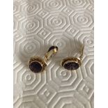 Pair Of Earrings 18 Karat Gold With Amethyst Stones