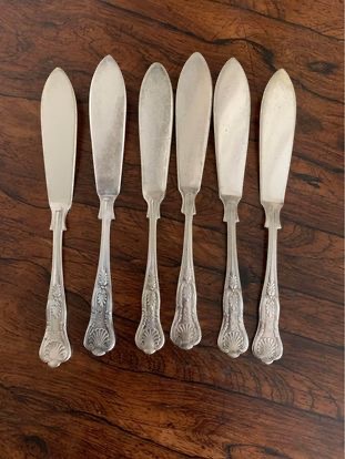 c 1900 Antique Fish Silver Plate Fish Servers And 6 Fish Forks - Bild 4 aus 5