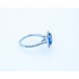 GIA Certified 2.83ct Blue Colour Change VS Untreated Sapphire & Diamonds Ring