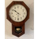 Elegant c1920 Howard Miller Pendulum Wall Clock - Key Wind Movement