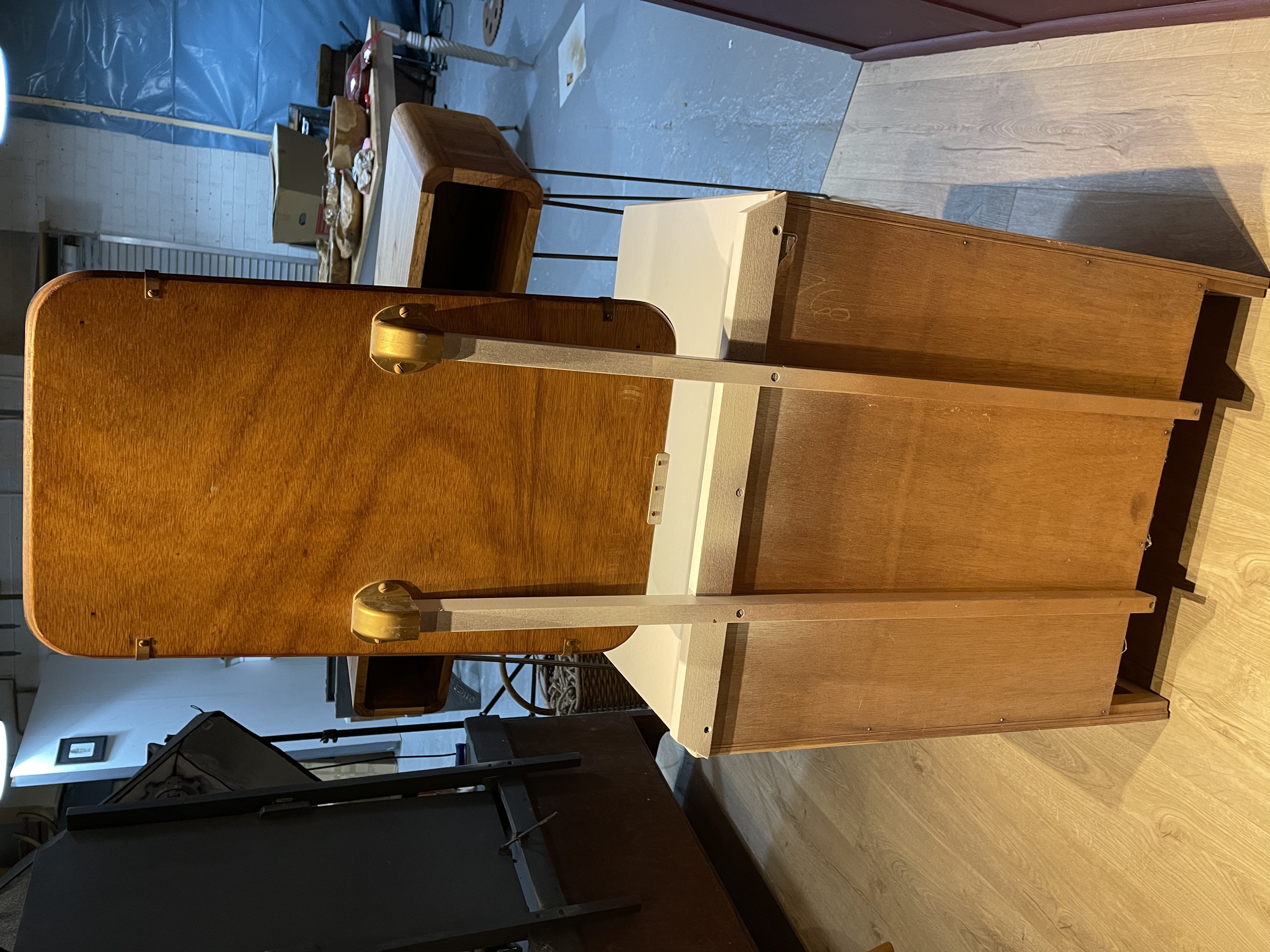 Mid-century teak dressing table with mirror, c1950s. New Porcelain handles. - Image 8 of 10