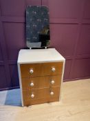 Mid-century teak dressing table with mirror, c1950s. New Porcelain handles.