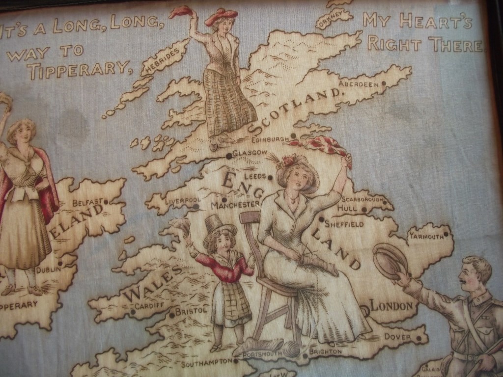 WWI """"It's a Long Way to Tipperary"""" Propaganda Handkerchief Map Circa 1915 - Bild 6 aus 12