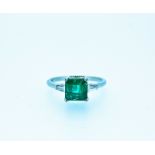 Certified 2.37 ct Natural Emerald and Diamonds 18K White Gold Ring