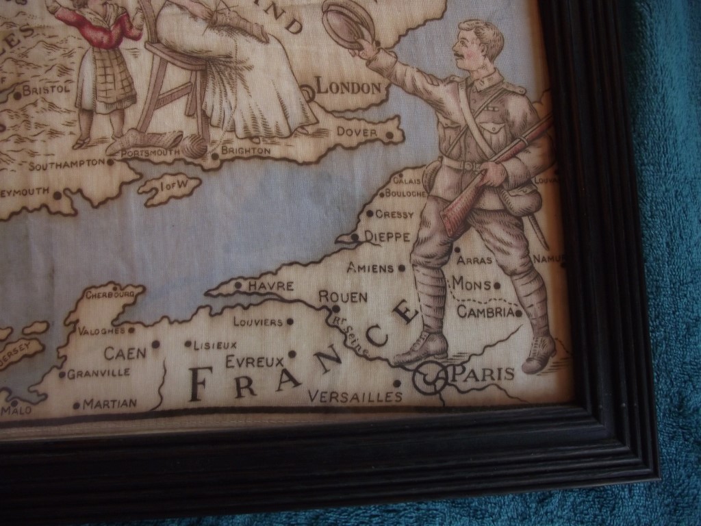 WWI """"It's a Long Way to Tipperary"""" Propaganda Handkerchief Map Circa 1915 - Bild 4 aus 12